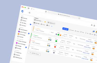 Project Management Redefined | Collapse Table View admin dashboard admin portal campaign management app project dashboard project management app task management app team chat team collaboration app team dashboard team management web app ui ux