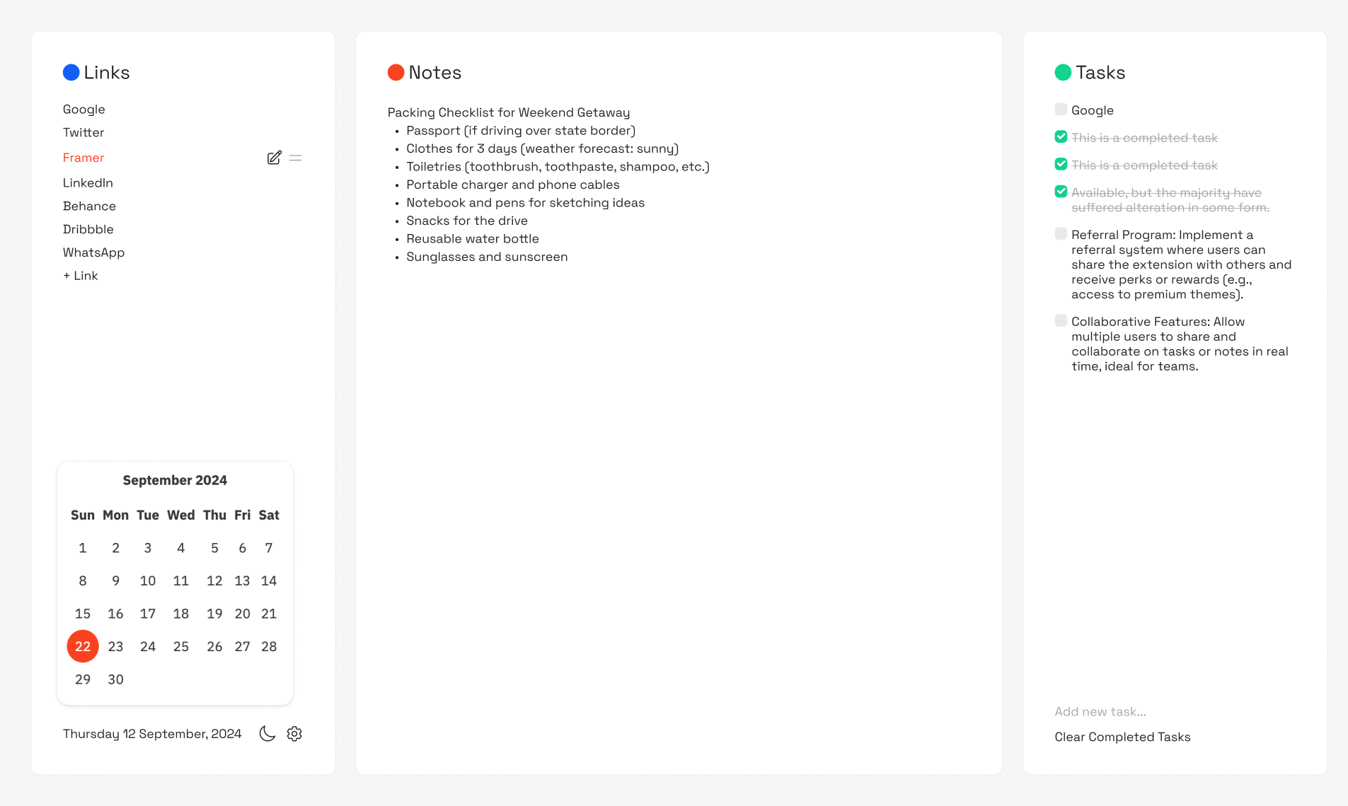 ClearSlate Chrome extension design ui