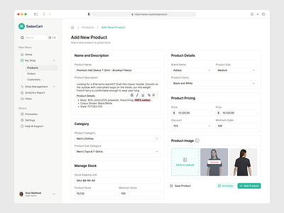 Add New Product - E-commerce Admin Dashboard add new product add product admin app data data design design dshboard ecommerce inventory management kazi mahbub new product product product management saas ui user ux web app