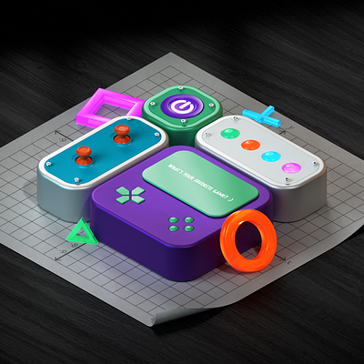 Game paraphernalia 3d 3dart c4d cinema4d console design game redshift