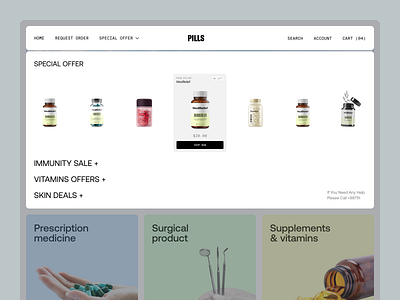 Pills: Health E-Commerce UI design doctor dropdown ecommerce health care website design healthcare healthcare website landing page medical project medical website design medicine shop navigation online consultation online healthcare online medical services ui web web design webdesign website