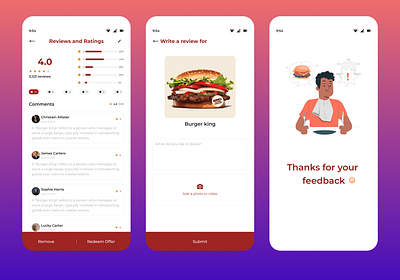 Food Delivary Reviews and rating App Design app app design delivary delivary app food product rating app restaurant app reviews ui ui design uiux