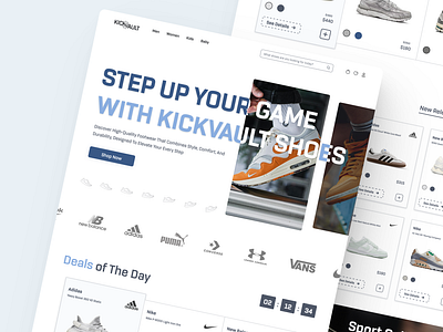 KickVault - Landing Page Shoe E-commerce aestethic ui design design web e commerce design figma figma design landing page shoe e commerce shoes website ui component ui design user interface design web design web e commerce website design