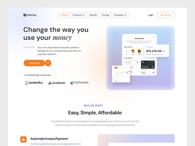 Financial Services Landing page b2b bank finance financial financial landing financial management fintech landing page management payment payment service popular design saas saas landing saas website startup uiux wallet webpage website