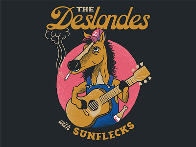 The Deslondes acoustic americana bellingham blues cigarette country deslondes gig poster graphic design guitar horse illustration music new orleans overalls poster riley downing sam doores texture tour poster