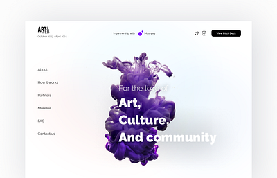 Art3: Gallery landing page product design ui user experience user interface userinterface