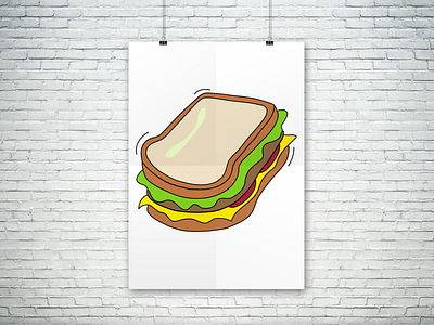 Cartoon Sandwich with Lettuce and Cheese lively sandwich