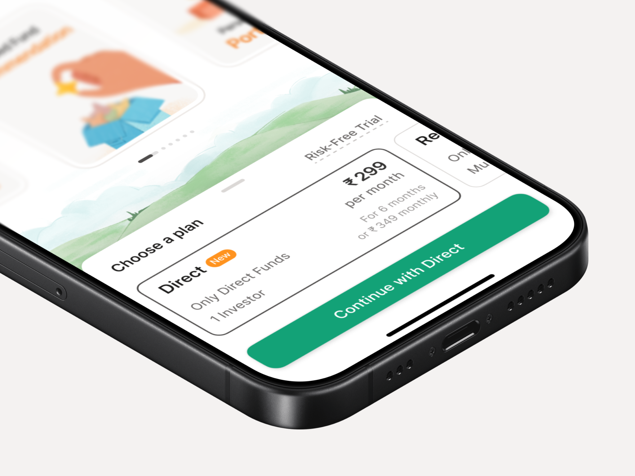 Subscription auto scroll benefits bottom sheet carousel features investment light mode mobile app mutual funds paywal pricing scripbox subscription