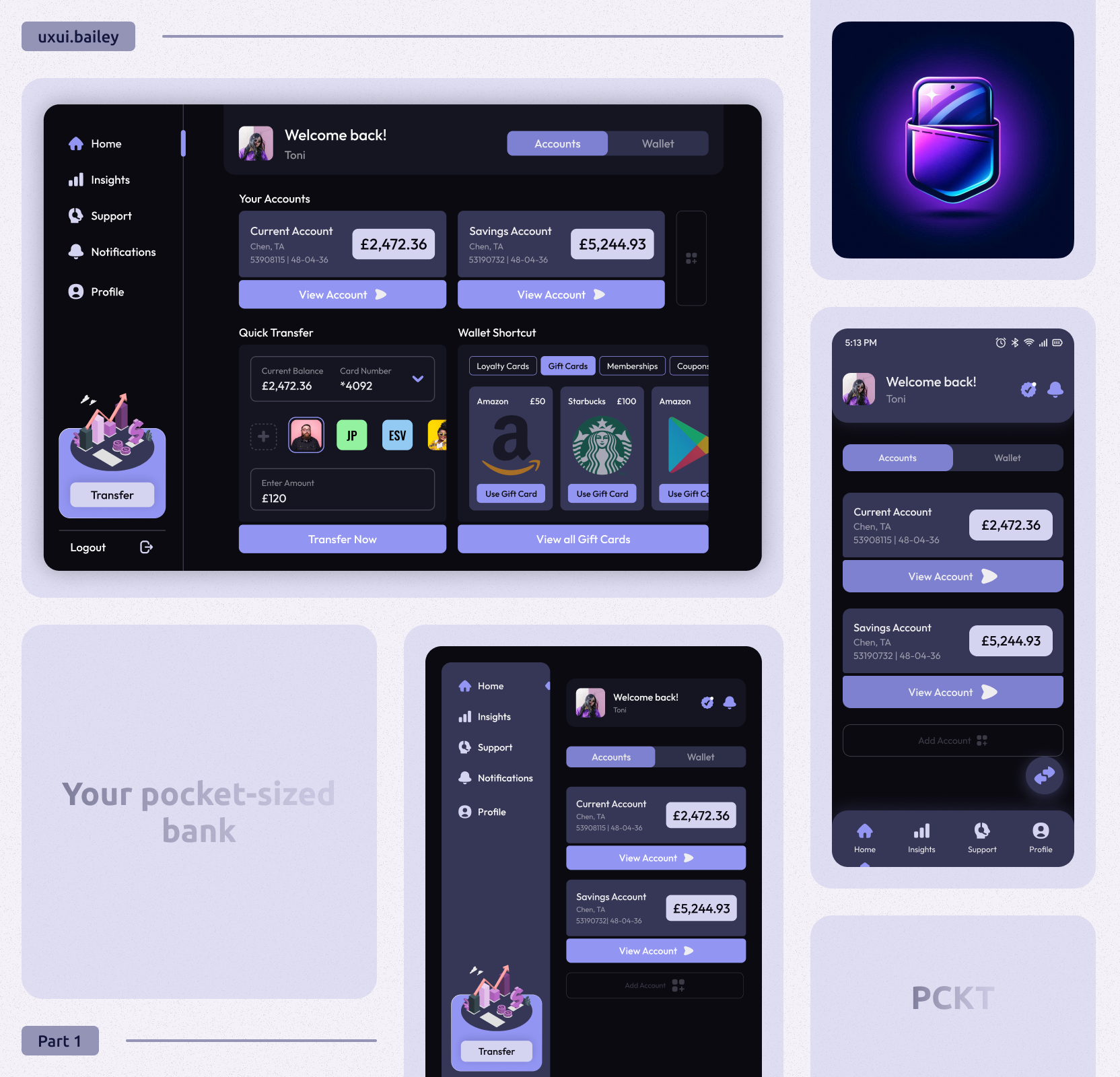 PCKT ● A Responsive Banking Application app design branding canva chat gpt colour feedback figma google workspace inspiration mobile design responsive design social media post tablet design typography ui design ux design web design website design windows pc