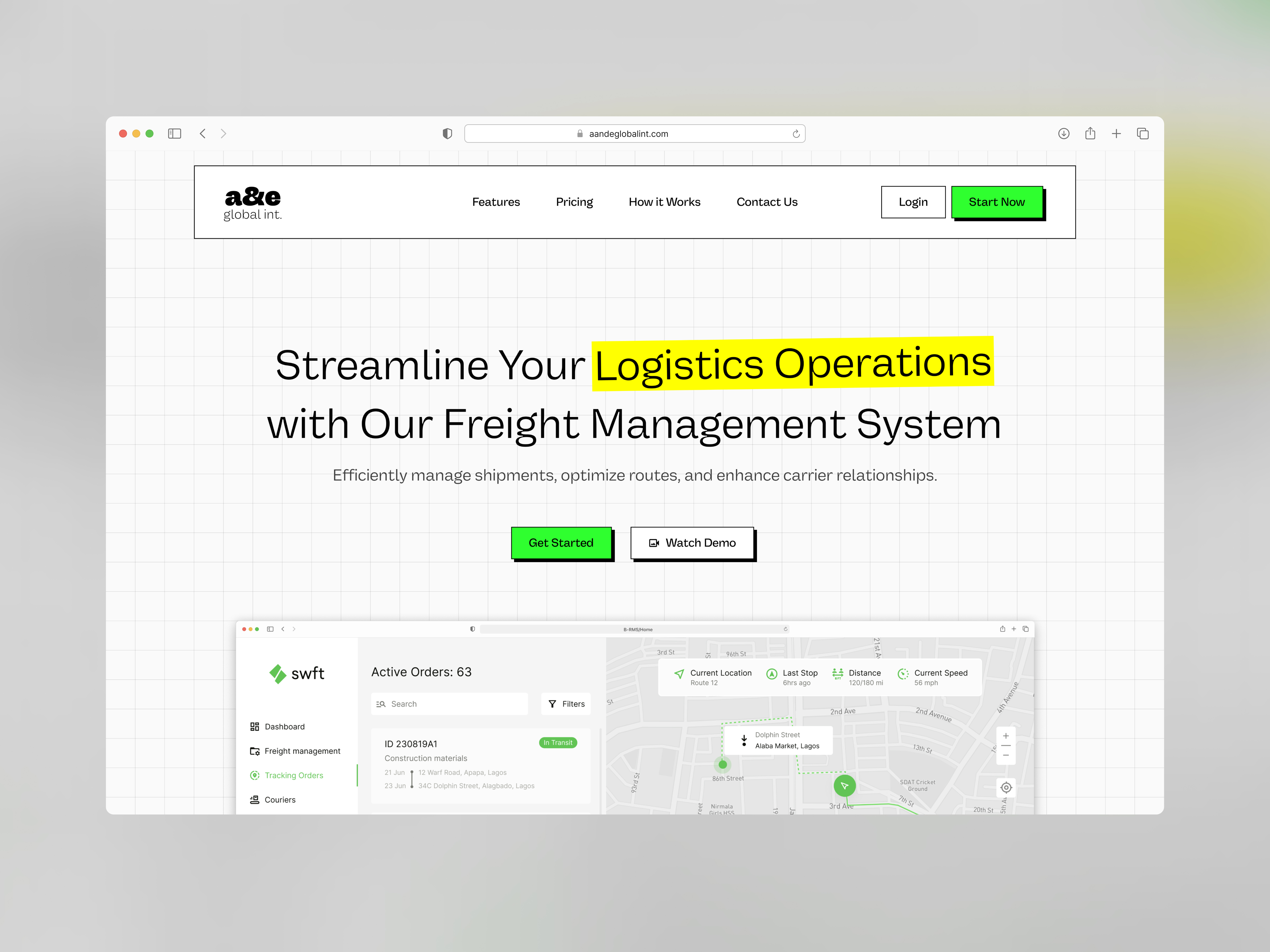 Neo brutalism themed Landing Page for a B2B service b2b b2b design figma figma design logistics logistics design saas saas design ui ui design uiux uiux design user experience user experience design user interaction user interaction design user interface user interface design