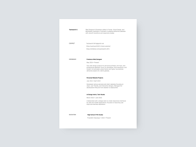 Minimalistic Web Designer Resume – Light Theme clean design light minimal resume