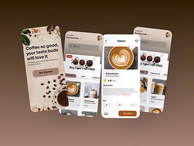 Brewing Stories 3d animation anything app branding brown cafe coffee graphic design logo mobileapp motion graphics order ui