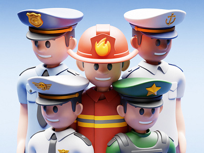 Profession 3d 3davatar 3dcharacter avatar blender blender3d character fireman military nakhoda pilot police profession