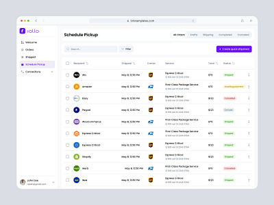 Ship Manager - Pickup Schedule app design application dashboard design figma schedule ui