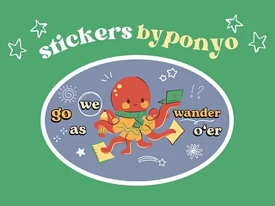 Stickers by PONYO animals cute graphic design school stickers