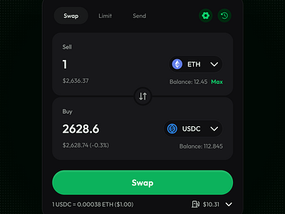 User Interface of Token Swap crypto design minimal swap token transaction ui ux web3