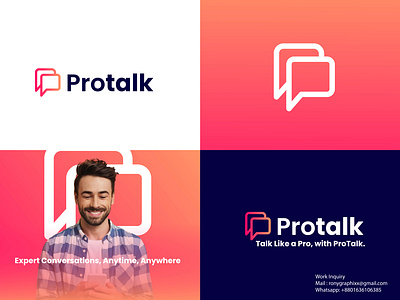 Protalk logo concept design ai sms logo branding chat logo design graphic design icon logo logo design logo maker mark modern logo popular logo branding sms logo talk logo