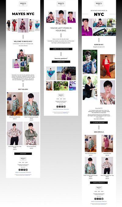 Email Designs for Fashion Brand newsletter