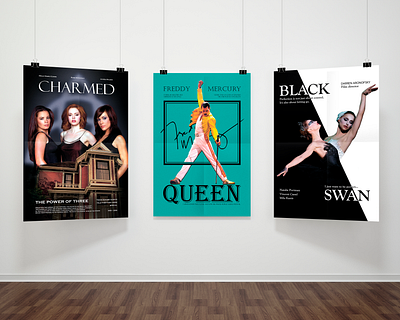 Posters black swan charmed graphic design illustrator mockup photoshop posters queen web design