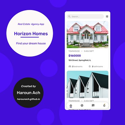 Horizon Homes - Real Estate Agency App app design real estate