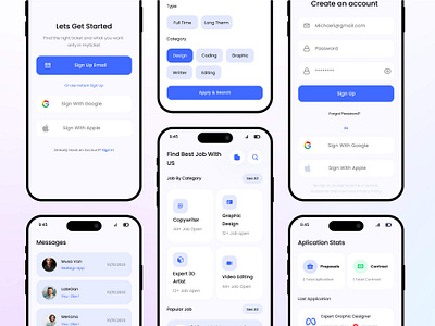 Job Finding App UI/UX Design app design design figma ui uiux