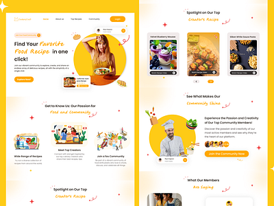 Cookery Craft : Food Recipe Community Platform Landing Page branding community website design food app graphic design landing page minimal design modern ui vector website