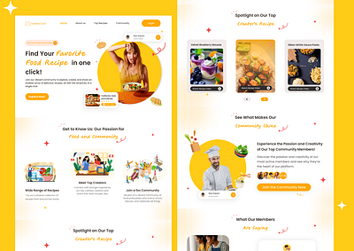 Cookery Craft : Food Recipe Community Platform Landing Page branding community website design food app graphic design landing page minimal design modern ui vector website