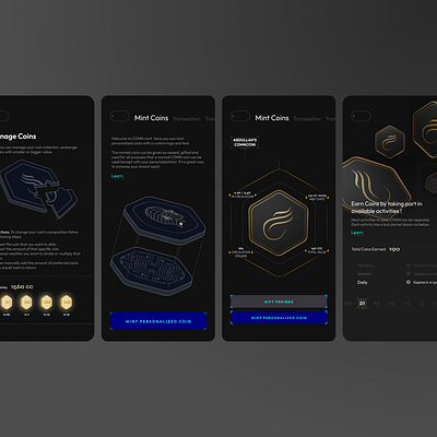 ComnVault - Crypto App Screens blockchainui cleandesign creative cryptoapp cryptodesign darkmode darktheme fintechui futuristicdesign interactiveui loginui minimaldesign modernui techaesthetics techui uianimation userinterface visualdesign