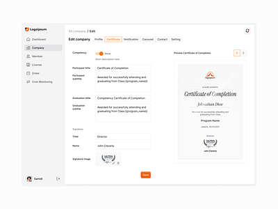 LMS - Custom Certificate app cards clean dashboard design ui