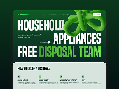 Appliances disposal service | website concept appliances bold design design concept disposal service eco eco city ecology graphic design green homepage landing page typography ui web web page website design