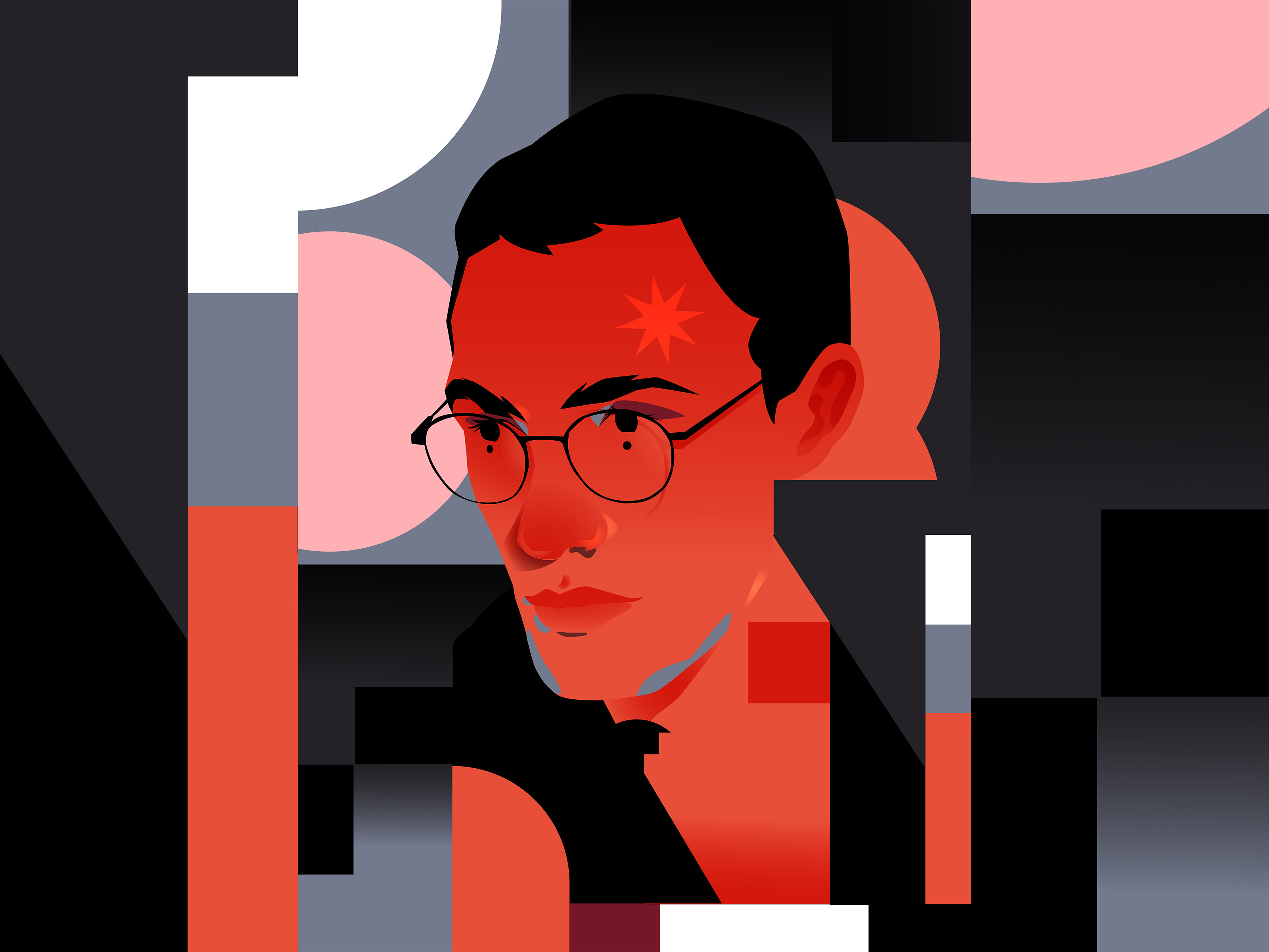 Shinny star abstract abstract portrait art composition design editorial editorial portrait glasses illustration laconic lines man man illustration minimal portrait portrait illustration poster vector vector portrait