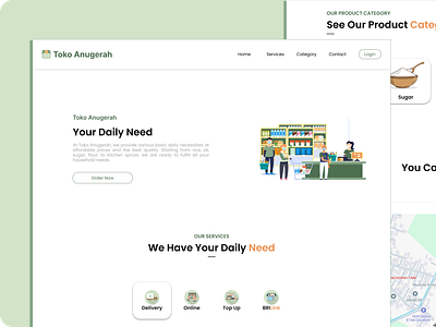 Simple Grocery Store Website Landing Page E-Commerce app design e commerce graphic design green grocery store illustration indonesia landing landing page minimalis minimalism page simple store ui ux website