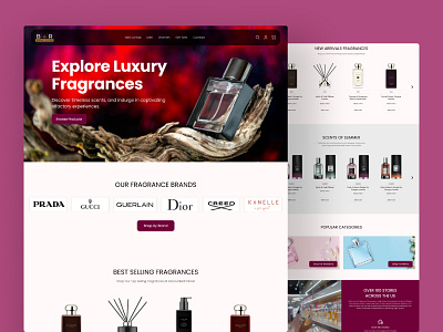 Perfume Fragrances Landing Page branding brown design fragrances landing page perfume red ui website