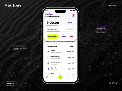 Outpay ©️ – Financial Management Mobile App Design animation design finance fintech investment mobile app mobile banking outpay resimpl ui walet app