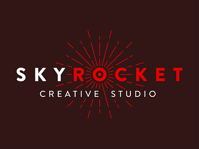 Skyrocket Creative Studio Logo bicolor dark illustration logo red simple typo white