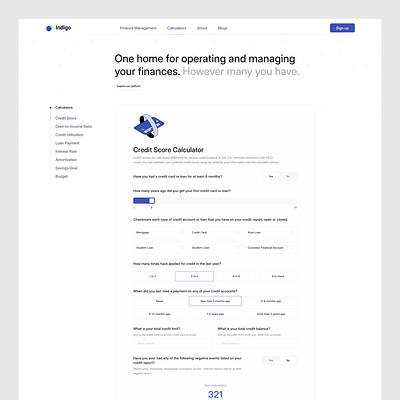 Web App Design - Credit Calculator calculatorapp cleanui creditcalculator creditscore financialtools financialui fintechdesign fintechsolution fintechui interactiveui loancalculator minimaldesign modernui responsivedesign techui uicomponents userinterface visualdesign webappdesign webappui