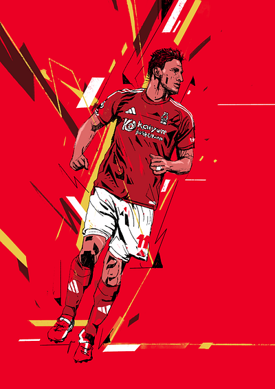 Nottingham Forest - Chris Wood character chris wood colors cover illustration football football illustrated football illustration illustration illustrator nottingham forest people portrait portrait illustration procreate red soccer soccer illustrated soccer illustration