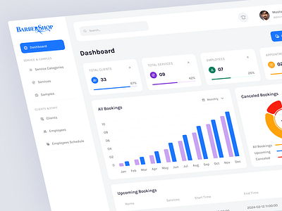 Barbershop Dashboard admin panel barber barber shop barbershop clean clean ui dashborad design haircut ui ui design user interface web web design website design