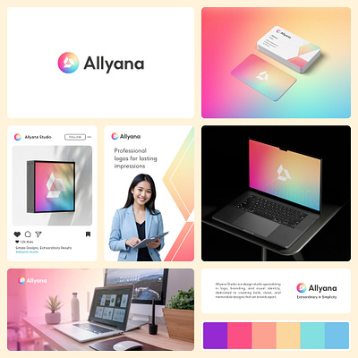 Allyana Studio Logo Branding | Allyana Studio allyanastudio boldandelegant brandidentity brandingexpert brandingidentity creativestudio desainprocess designinspiration gradientdesign logodesign minimalistdesign triangularlogo visualidentity