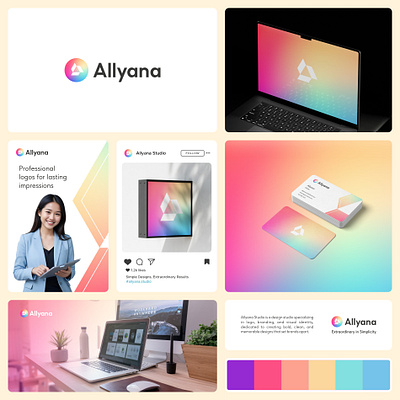 Allyana Studio Logo Branding | Allyana Studio allyanastudio boldandelegant brandidentity brandingexpert brandingidentity creativestudio desainprocess designinspiration gradientdesign logodesign minimalistdesign triangularlogo visualidentity