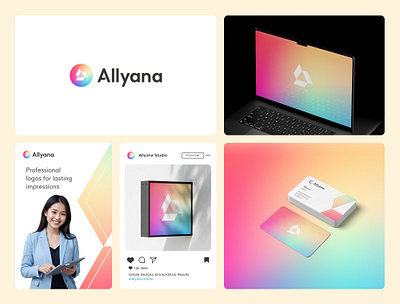 Allyana Studio Logo Branding | Allyana Studio allyanastudio boldandelegant brandidentity brandingexpert brandingidentity creativestudio desainprocess designinspiration gradientdesign logodesign minimalistdesign triangularlogo visualidentity