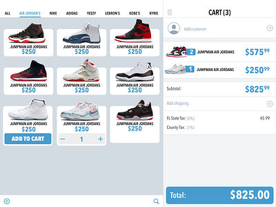 Shoe POS App ipad shoe pos ui