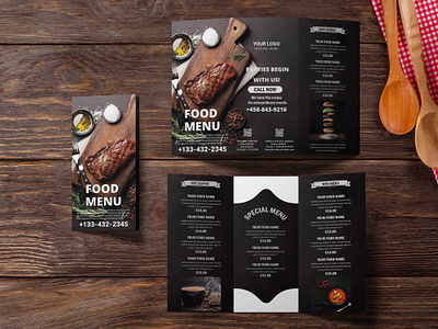 Restaurants Tri-Fold Brochure branding brochure food menu graphic design logo menu card menu design restaurants menu card restaurants tri fold brochure tri fold brochure trifold