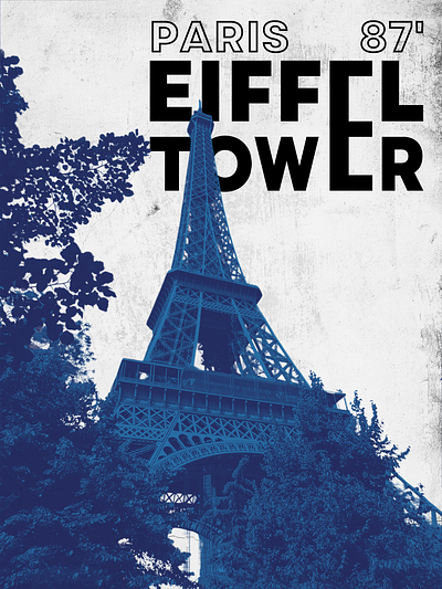 Eiffel Tower blue duotone eiffel tower grain graphic design landmark layers paris texture