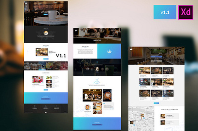 Romance coffee - XD template adobe experience adobe experience design adobe xd blue brading gradient kit light one page pack parallax romance coffee xd template website coffee