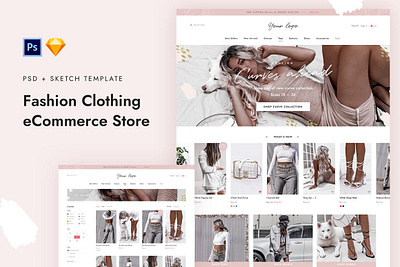 Fashion eCommerce PSD Template clothing mockup clothing web theme clothing website template ecommerce ecommerce templates fashion ecommerce psd template photoshop template web template website design website header website mockup