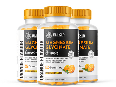 magnesium glycinate gummies supplement label design supplement bottle mockup