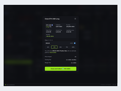 Close Position Modal close position derivatives position ui web3