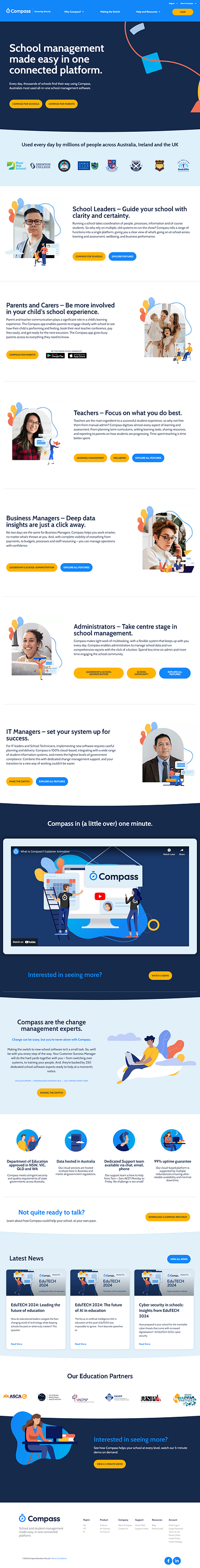 Compass education agency website compass custom website design education educational website elementor elementor pro fiverr landing page mobile responsive pro plugin responsive website web web design web development wordpress wordpress design wordpress website