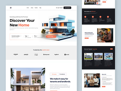 Real Estate Landing Page agency agent apartment business design home landing page real estate landing page real property realestate realtor ui uiux web web design